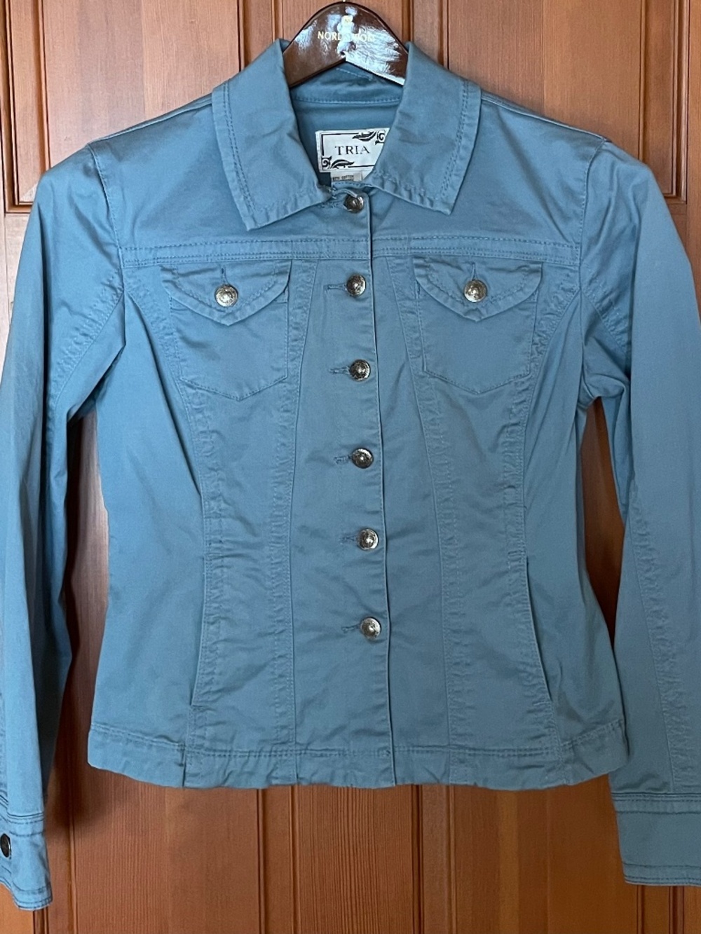 TRIA Women’s Small Teal Blue Stretch Denim Western-style Jacket
